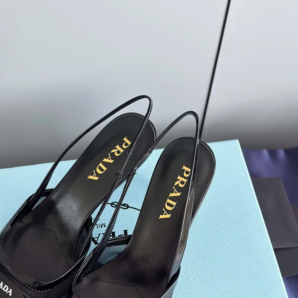 Prada Mesh Fabric Slingback Pumps for Women in Black