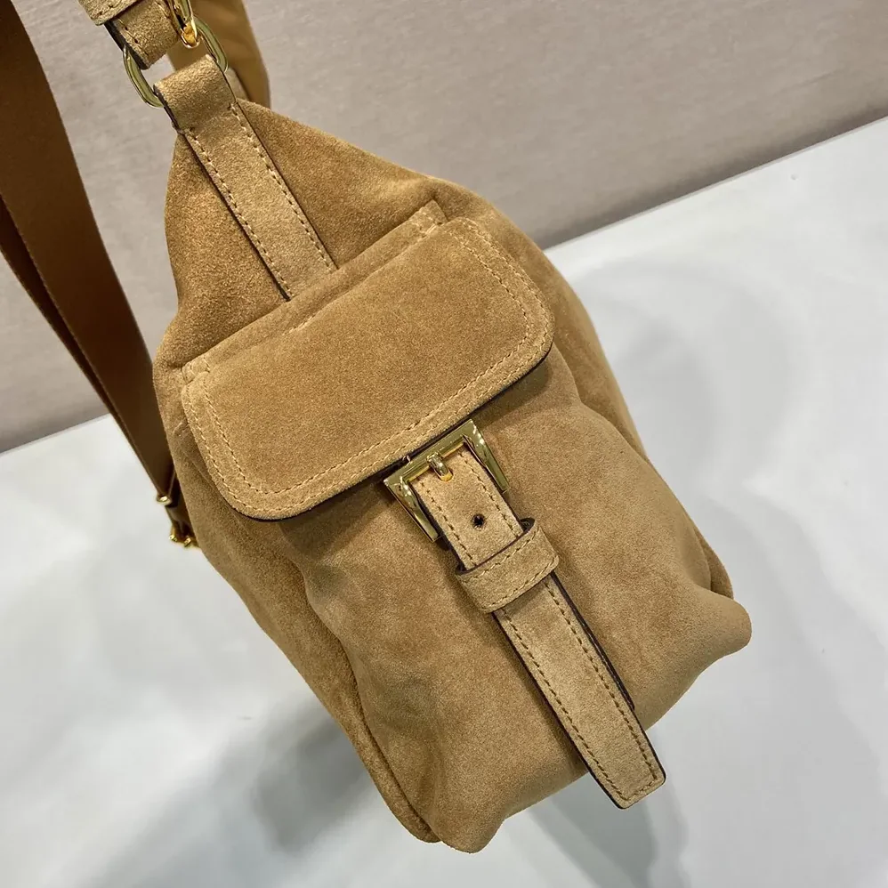 Prada Explore Large Suede Bag for Women in Brown