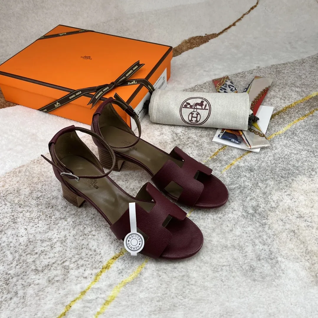 Hermes Encens 50 Sandal Burgundy Hermes Encens 50 Sandal Burgundy