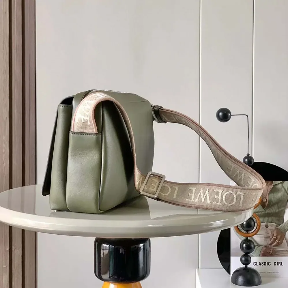 Loewe XS Military Messenger Bag in Supple Smooth Calfskin and Jacquard for Men in Dark Green Loewe XS Military Messenger Bag in Supple Smooth Calfskin and Jacquard for Men in Dark Green