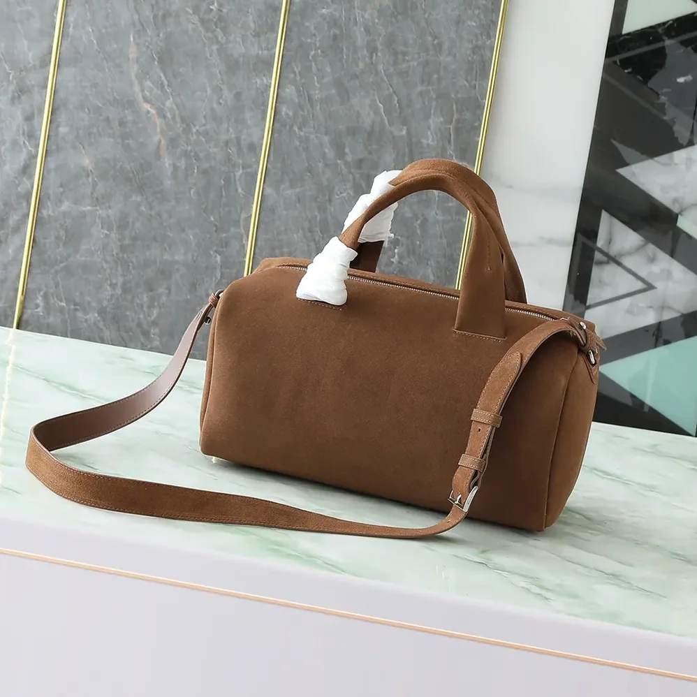 Prada Small Suede Duffle Bag for Unisex in Coffee