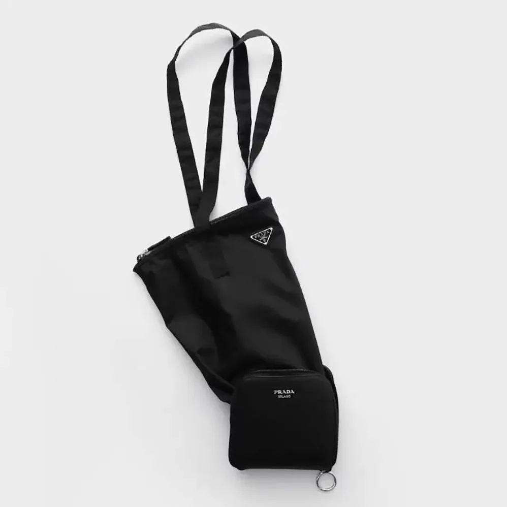 Prada Saffiano Leather Pendant With Re-Nylon Tote Bag for Women in Black Prada Saffiano Leather Pendant With Re-Nylon Tote Bag for Women in Black