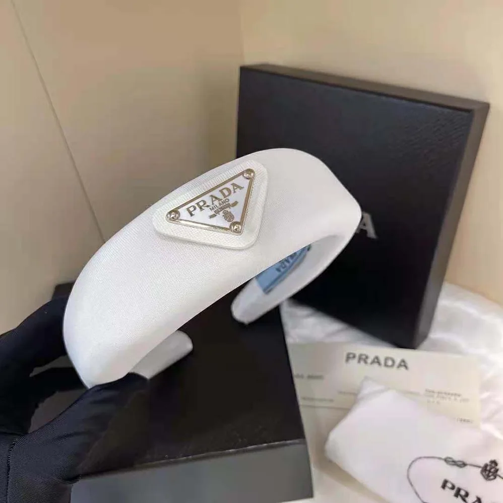 Prada Oversized Puffy Re-Nylon Headband for Women in White