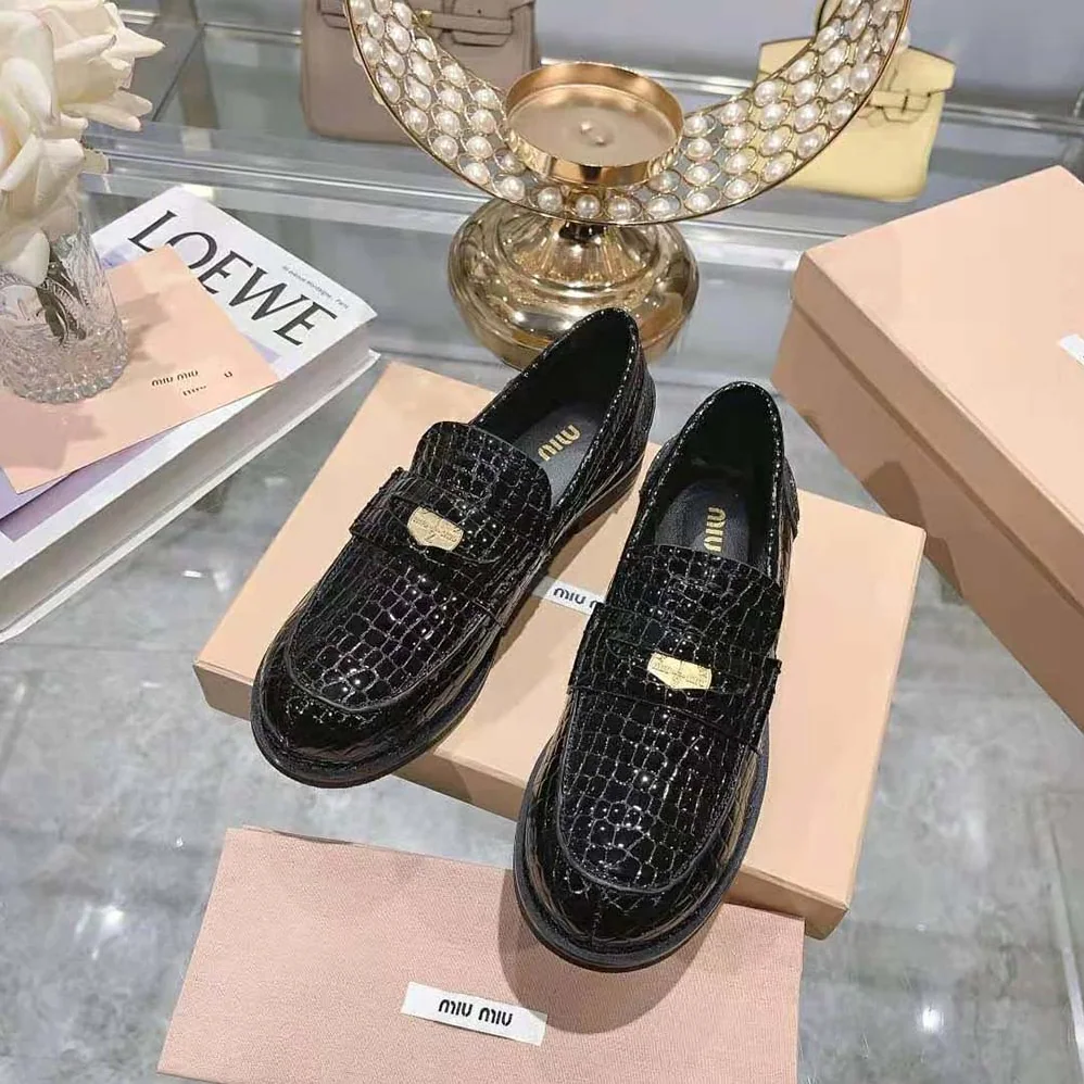 Miu Miu Croco for Women in print Leather Penny Loafers Miu Miu Croco for Women in print Leather Penny Loafers