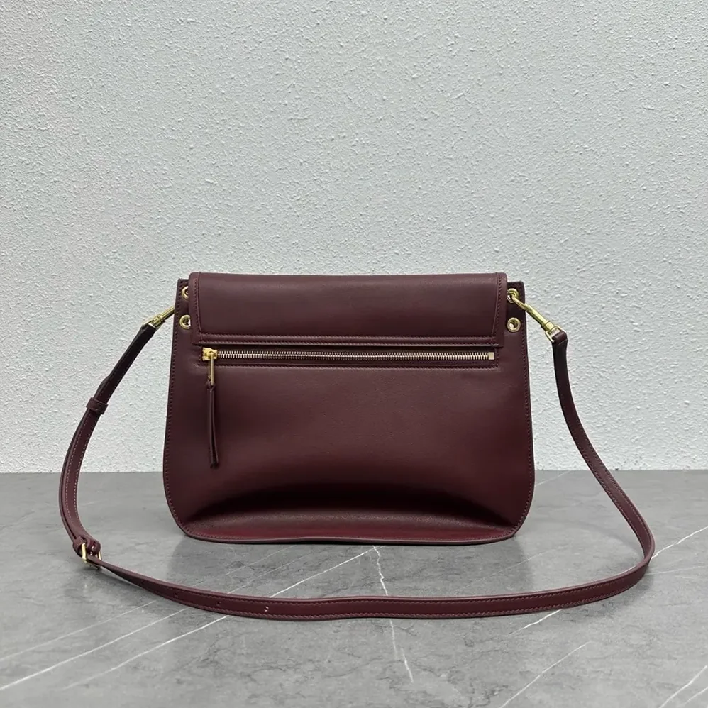 Celine Soft Triomphe Besace in Supple Shiny Lambskin for Women in Maroon Celine Soft Triomphe Besace in Supple Shiny Lambskin for Women in Maroon