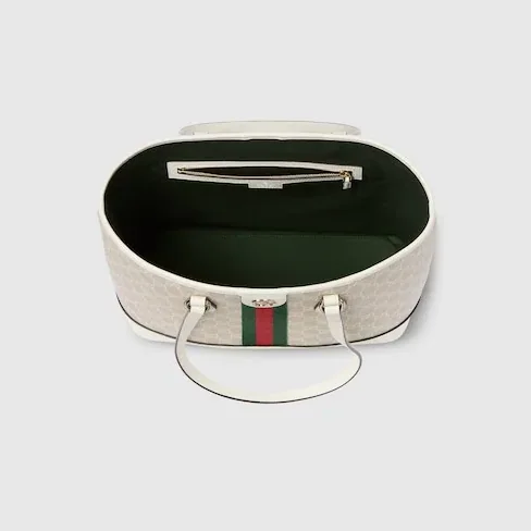Gucci Ophidia Medium Tote Bag in Beige/ White Gold Hardware