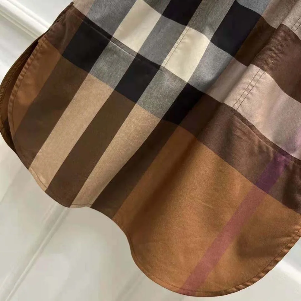 Burberry Check Cotton Tie for Women in waist Shirt Dress Burberry Check Cotton Tie for Women in waist Shirt Dress