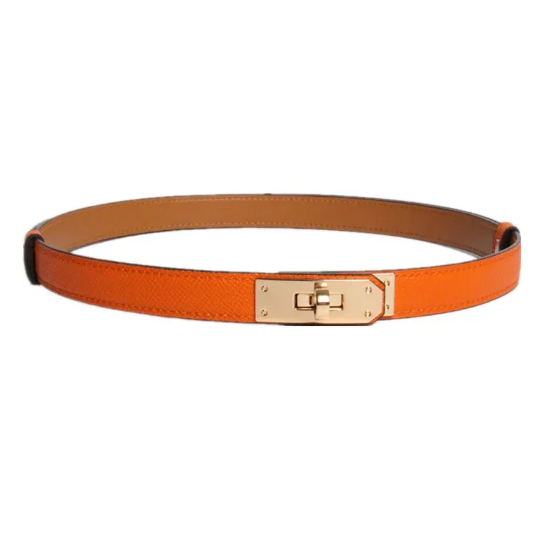 High Quality Real Leather 1.8cm Width Belts Golden for Women's