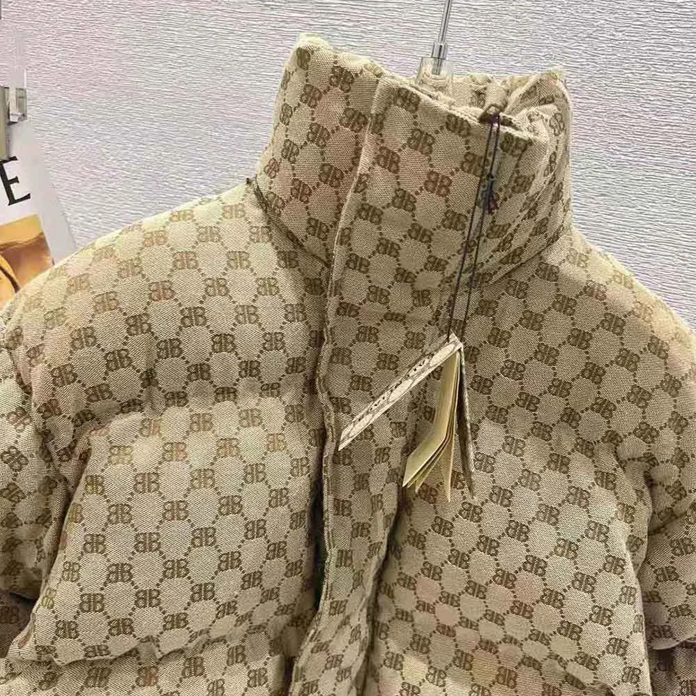 Balenciaga Hacker BB Puffer in Beige and Brown Canvas Jacquard for Men Balenciaga Hacker BB Puffer in Beige and Brown Canvas Jacquard for Men