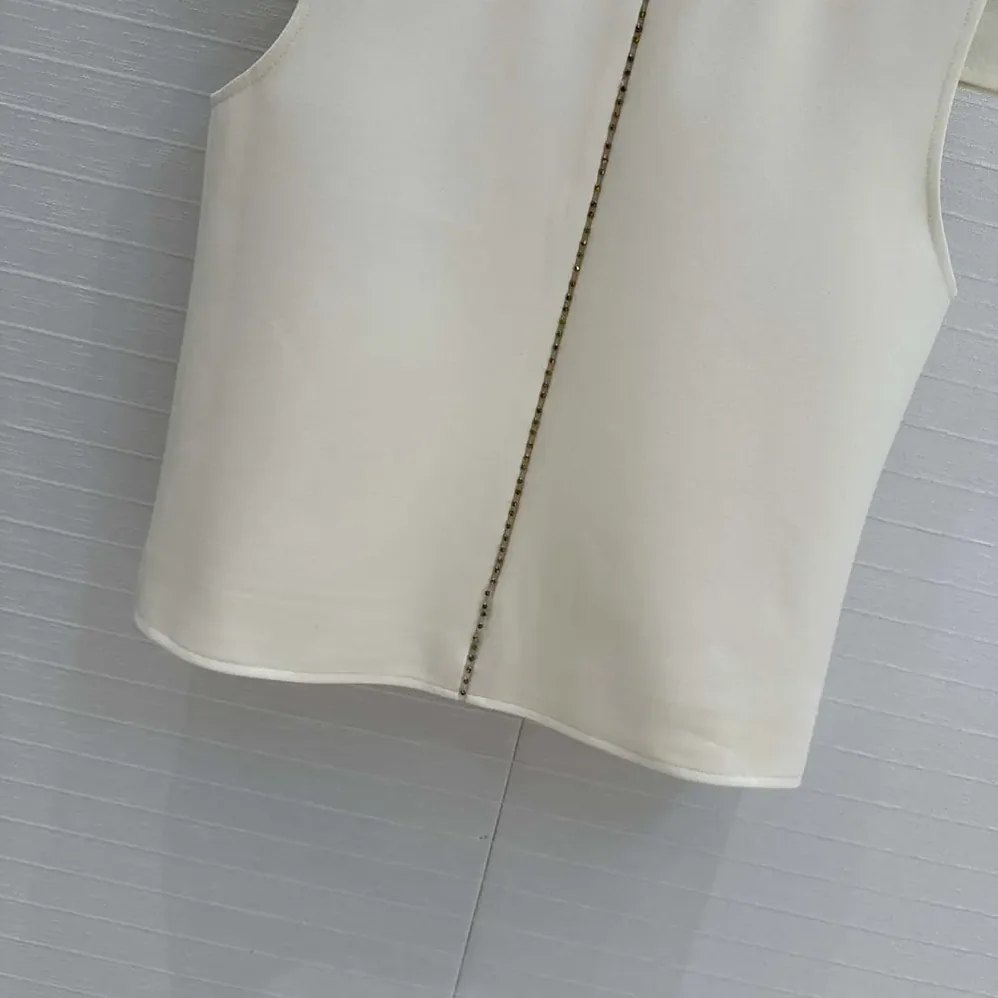 Dior Embroidered Top White Wool and Silk for Women