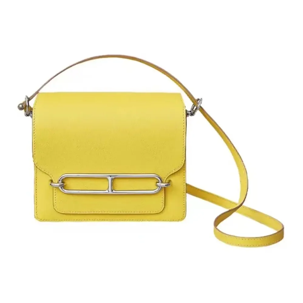 Hermes Roulis Mini Bag in Evercolor Calfskin for Women in Yellow/Silver