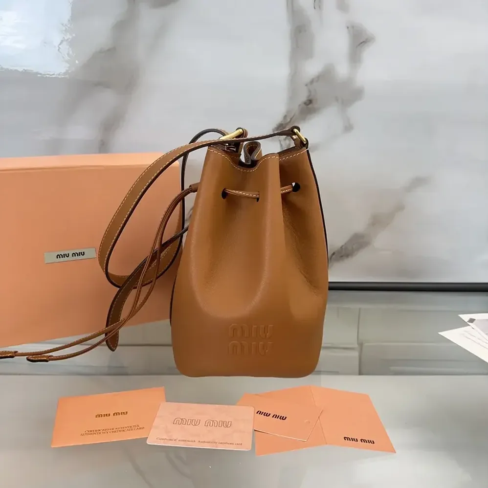 Miu Miu Leather Bucket Bag-Black 5BE090_2CRM_F0046_V_OOO for Women Miu Miu Leather Bucket Bag-Black 5BE090_2CRM_F0046_V_OOO for Women