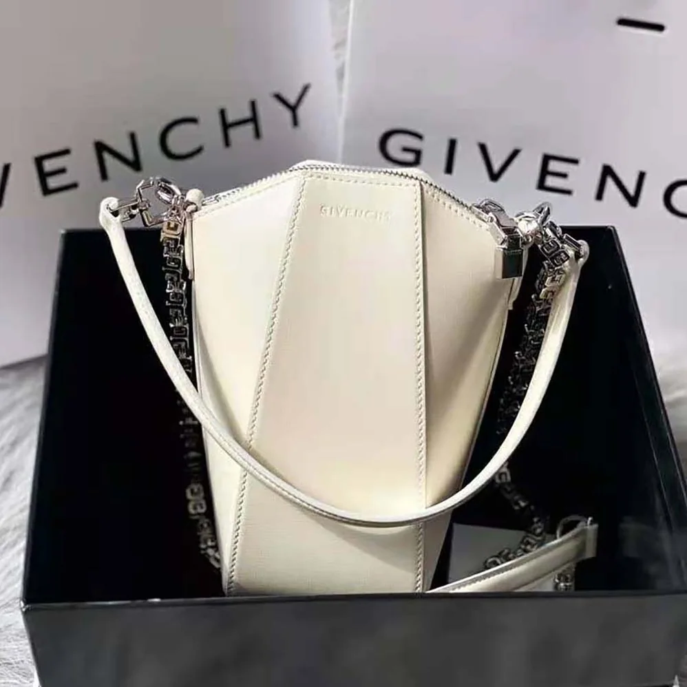 Givenchy Mini Antigona Vertical Bag in Box Leather for Women in White Givenchy Mini Antigona Vertical Bag in Box Leather for Women in White