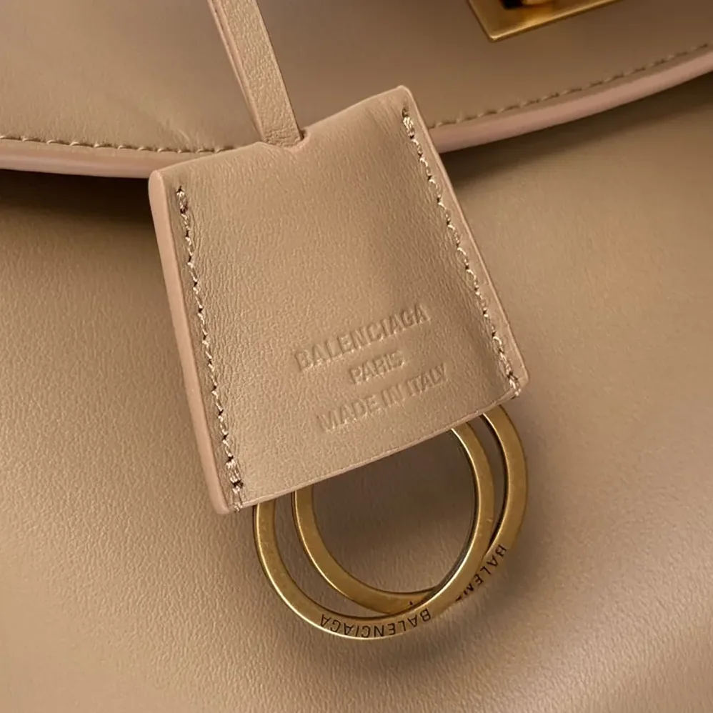 Balenciaga Rodeo Handbag Small In latte Smooth Calfskin Aged for Women in gold Hardware