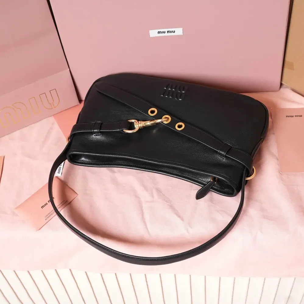 Miu Miu Aventure Nappa Leather Bag for Women in Black Miu Miu Aventure Nappa Leather Bag for Women in Black