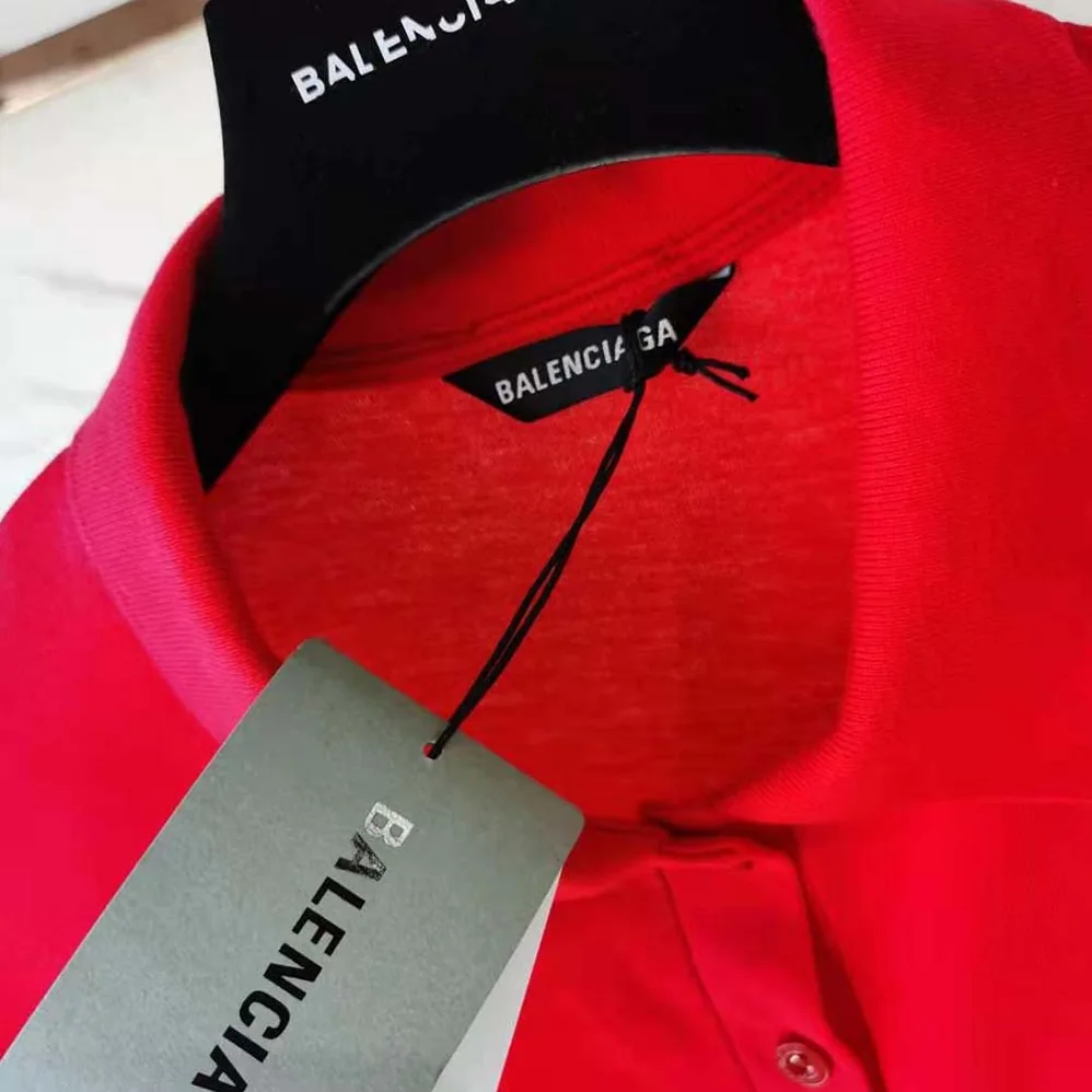 Balenciaga Patchwork Polo in Raspberry for Women in White Balenciaga Patchwork Polo in Raspberry for Women in White