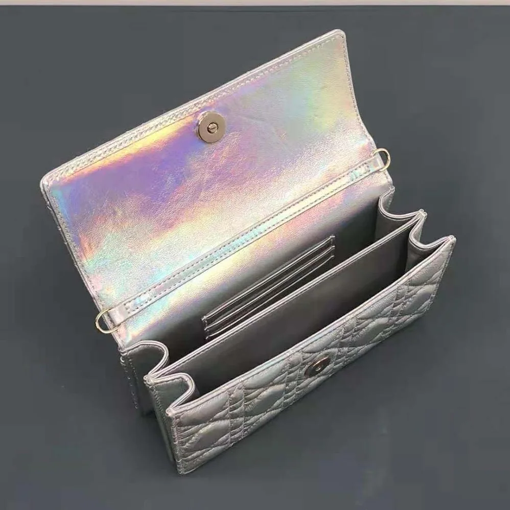 Dior Miss Dior Mini Bag Iridescent Metallic Silver for Women in Tone Cannage Lambskin Dior Miss Dior Mini Bag Iridescent Metallic Silver for Women in Tone Cannage Lambskin