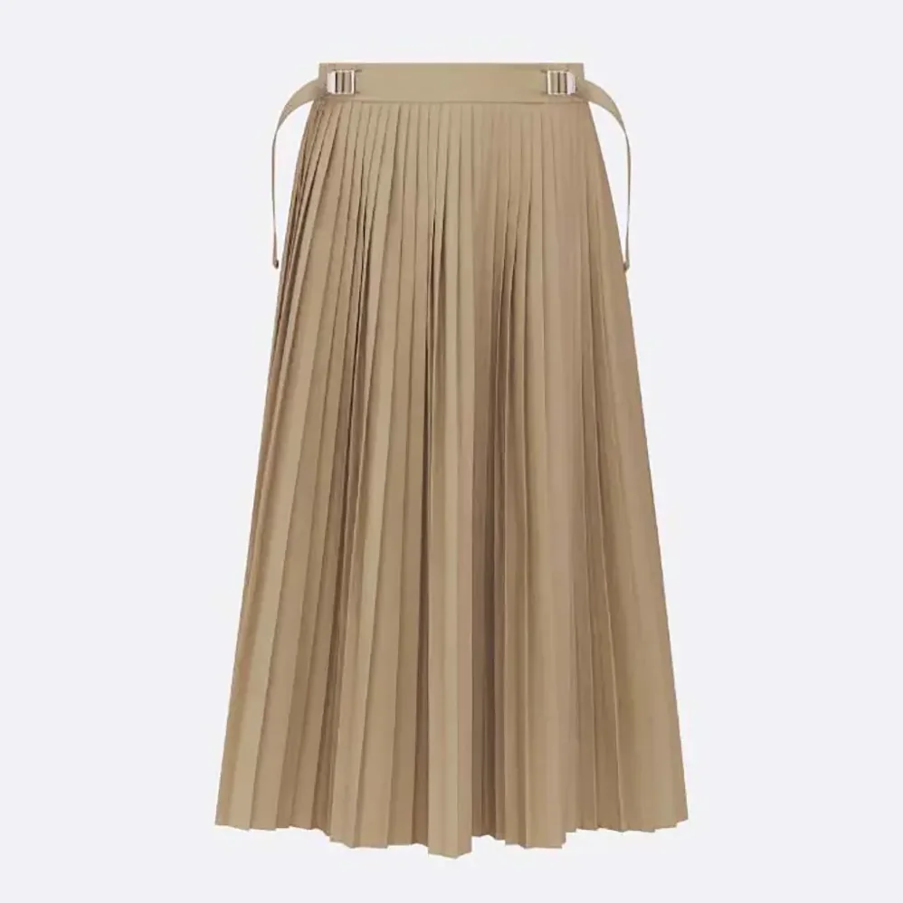 Dior Pleated Mid-Length Skirt Beige Cotton Gabardine for Women Dior Pleated Mid-Length Skirt Beige Cotton Gabardine for Women