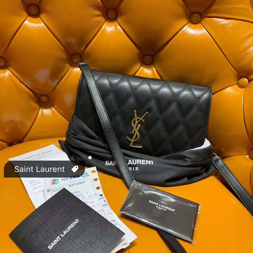 Saint Laurent YSL Angie Chain Bag Diamond-Quilted Lambskin for Women in Black Saint Laurent YSL Angie Chain Bag Diamond-Quilted Lambskin for Women in Black
