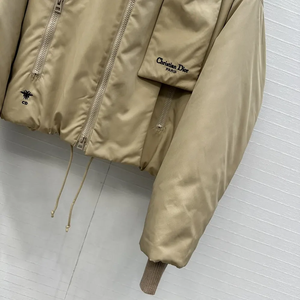 Dior Jacket with Scarf Collar Beige Padded Silk Faille for Women