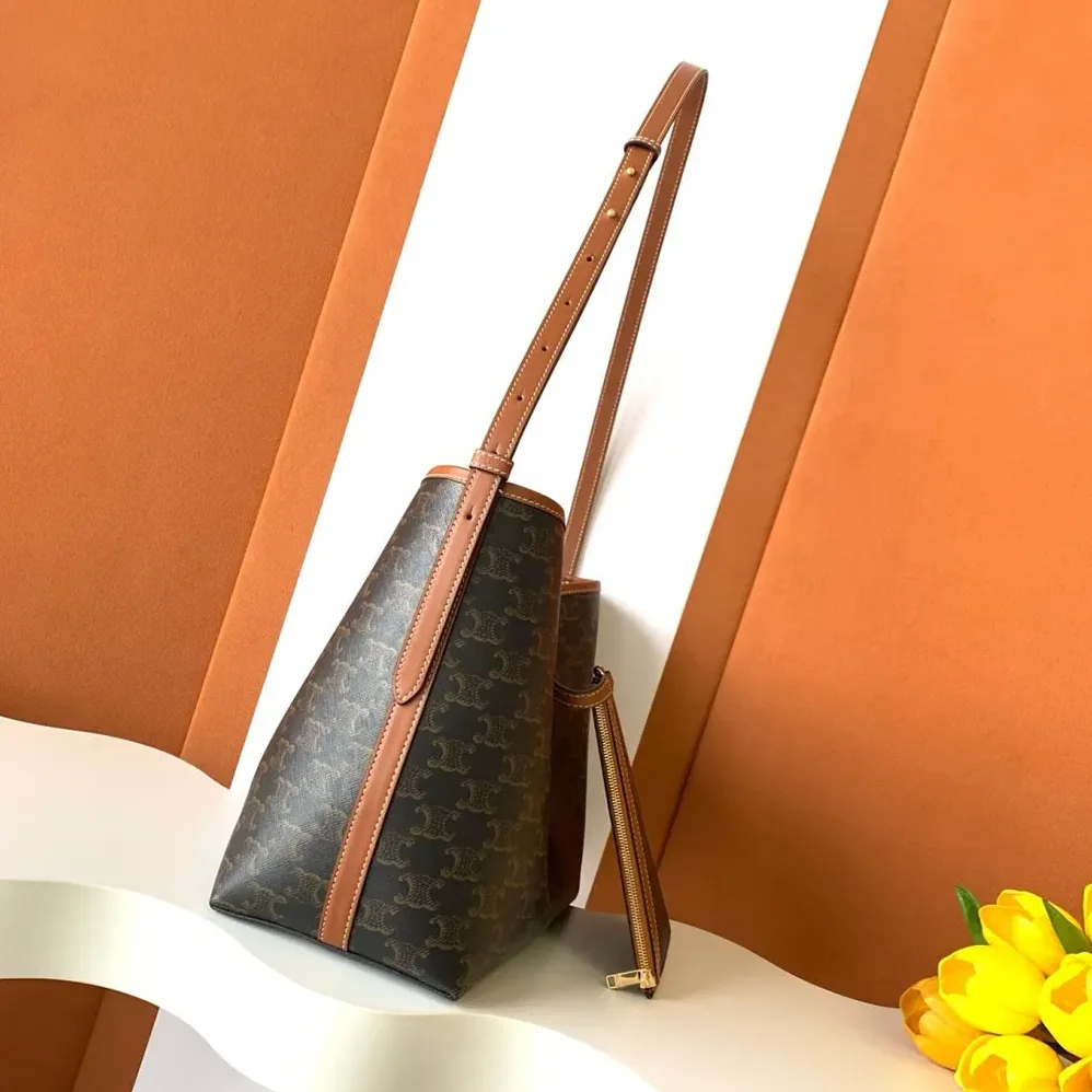 Celine Soft Shopper Bag in Triomphe Canvas and Calfskin for Women Celine Soft Shopper Bag in Triomphe Canvas and Calfskin for Women