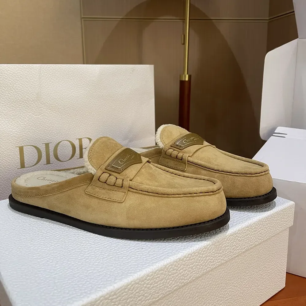 Dior Boy Mule Beige Suede Goatskin for Women