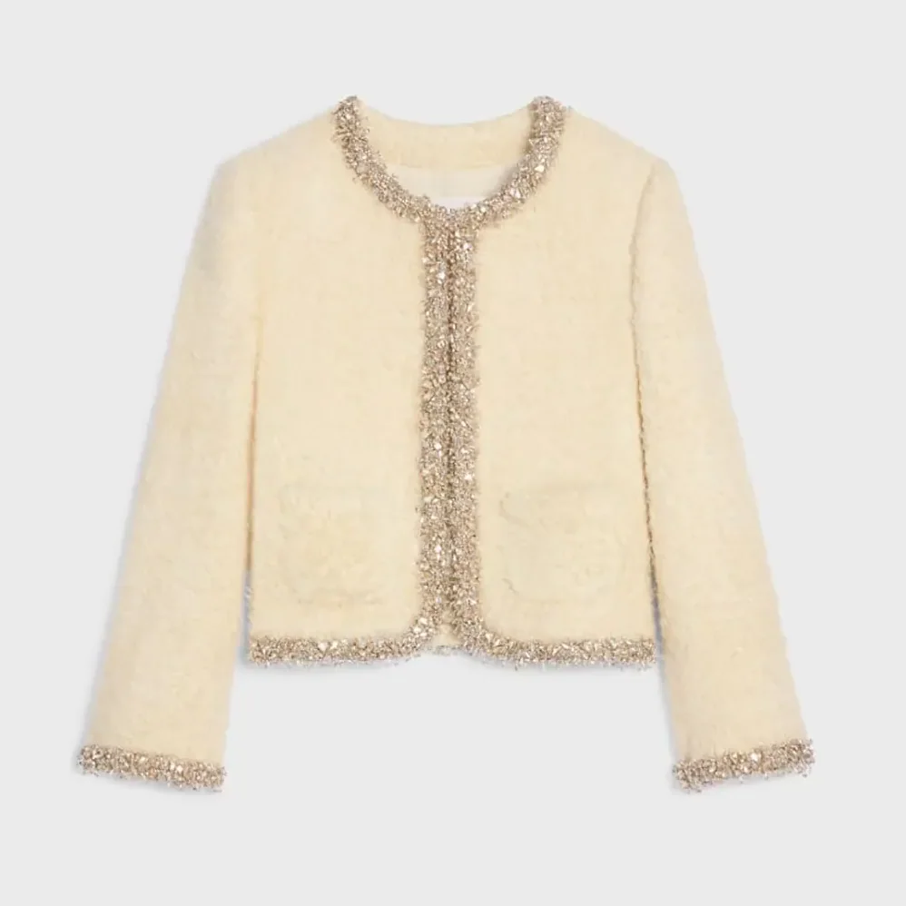 Celine Embroidered Chelsea Jacket in Silk Natté for Women