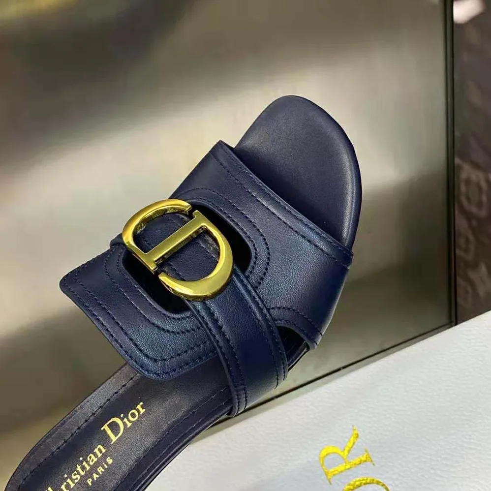 Dior 30 Montaigne Heeled Slide Black Calfskin for Women Dior 30 Montaigne Heeled Slide Black Calfskin for Women