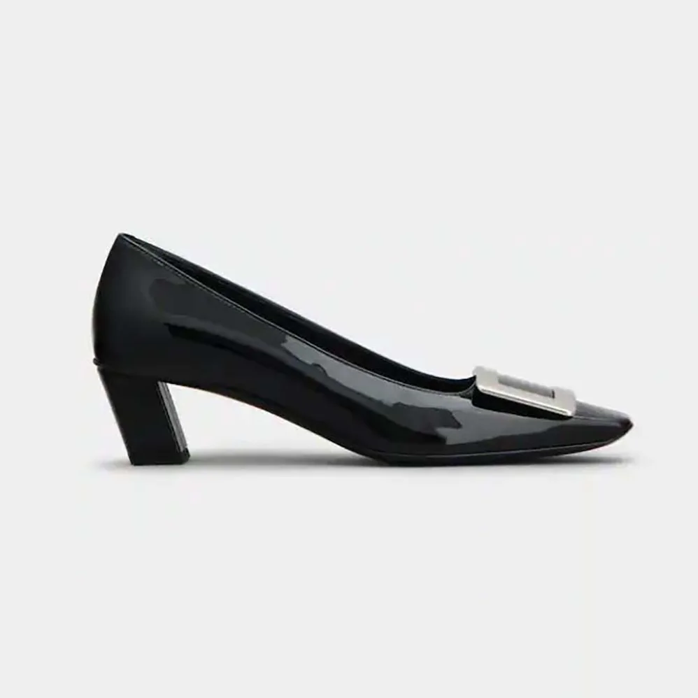 Roger Vivier Belle Vivier Metal Buckle Pumps in Patent Leathe for Women