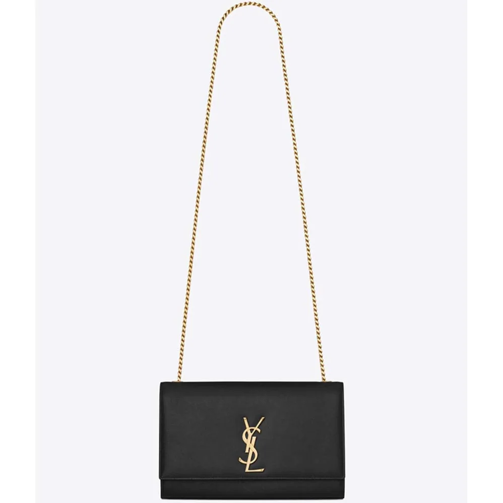 Saint Laurent YSL Kate Medium Grain De Poudre Embossed for Women in Gold