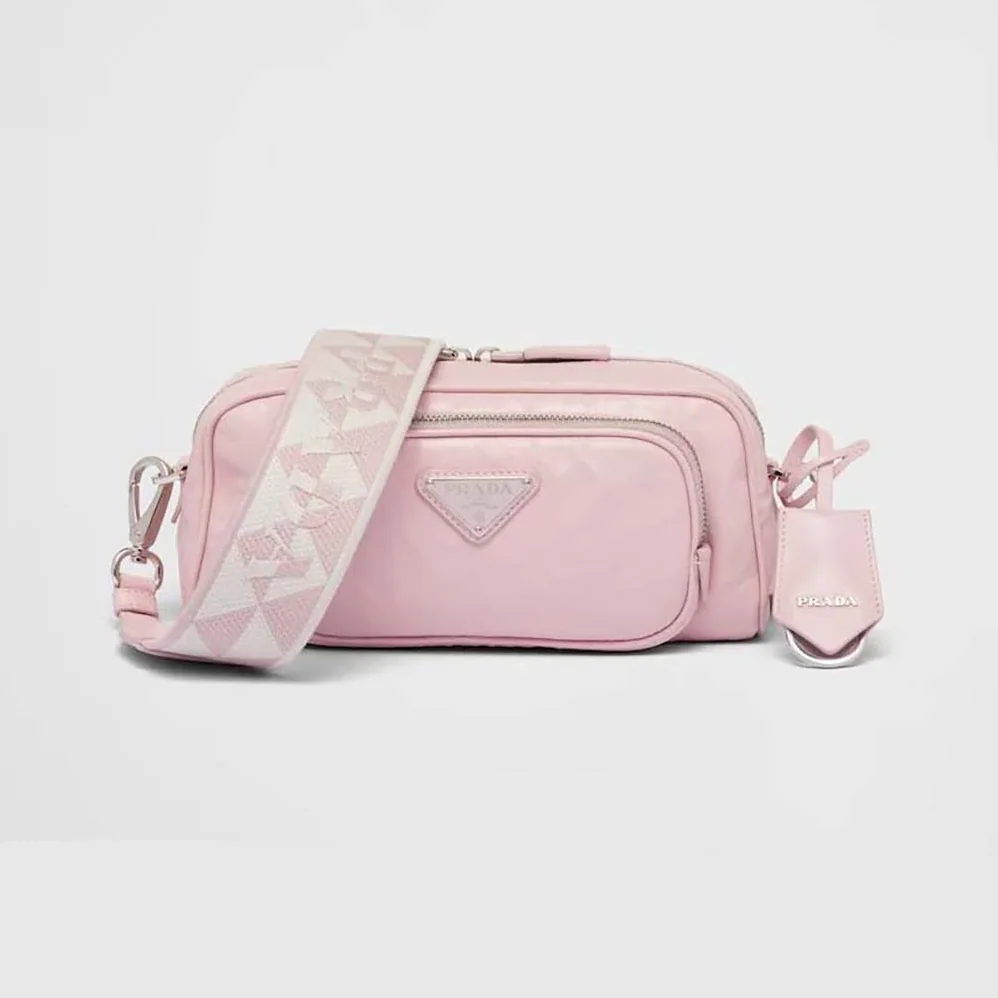 Prada Nappa Antique Leather Multi-Pocket Shoulder Bag for Women in Pink