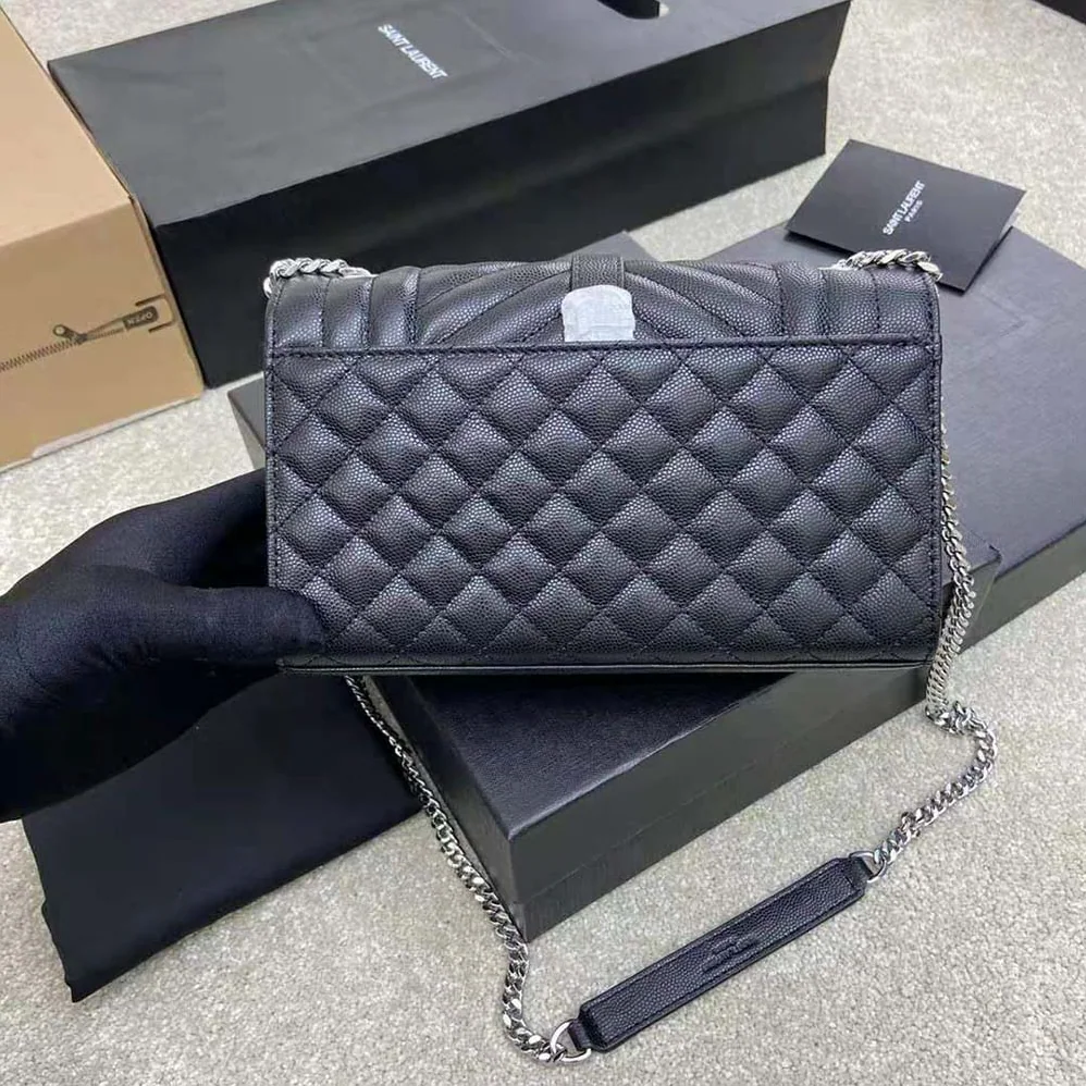 Saint Laurent YSL Envelope Small Bag in Mix Matelasse Grain DE Poudre Embossed Leather for Women