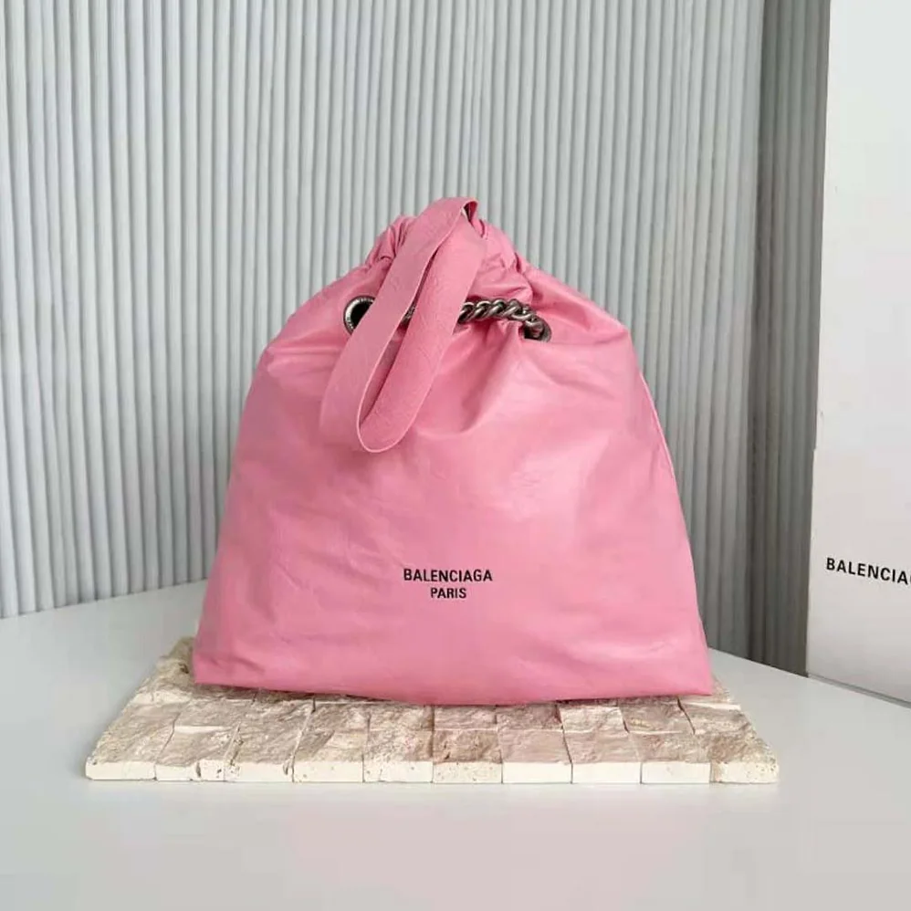 Balenciaga Crush Small Tote Bag in Pink Crushed Calfskin for Women Balenciaga Crush Small Tote Bag in Pink Crushed Calfskin for Women