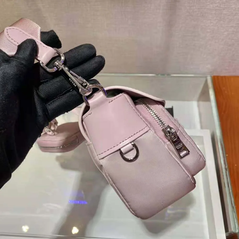 Prada Pocket Nylon and Brushed Leather Bag for Women in Pink Prada Pocket Nylon and Brushed Leather Bag for Women in Pink