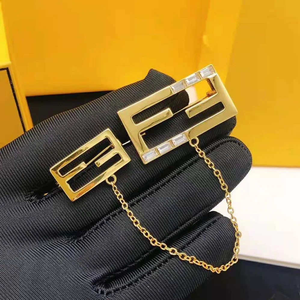 Fendi Baguette Brooch Gold Coloured for Women Fendi Baguette Brooch Gold Coloured for Women