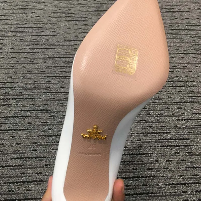 Prada Patent Leather Pointy Toe Pumps 85mm Heel for Women in White