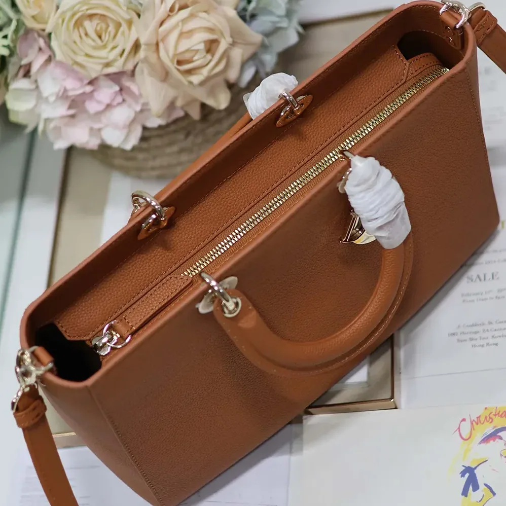 Dior Large Lady D-Sire My ABCDior Bag Dark Brandy Taurillon Leather for Women