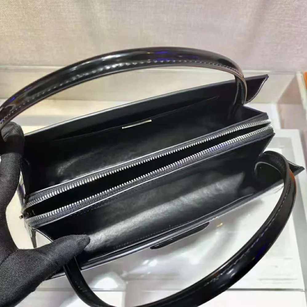 Prada Brushed Leather Handbag for Women in Black