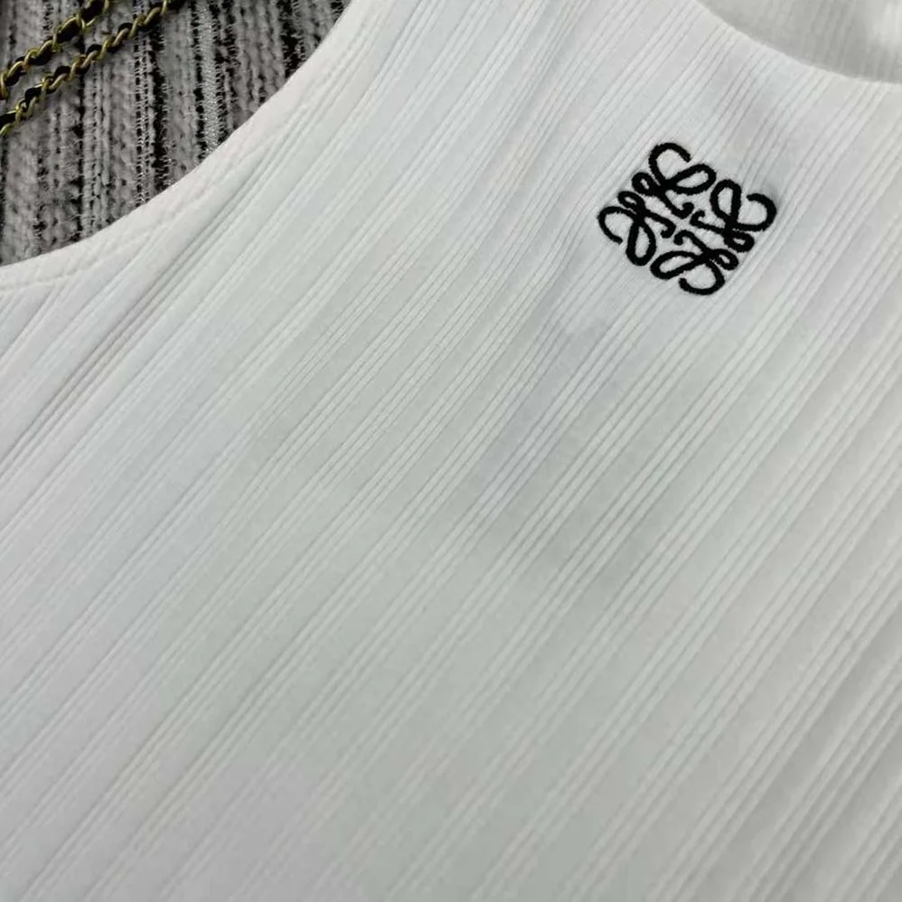 Loewe High Neck Top in Cotton Blend for Women in White Loewe High Neck Top in Cotton Blend for Women in White