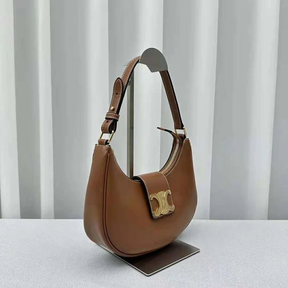 Celine Ava Triomphe Soft Bag in Smooth Calfskin for Women in Brown
