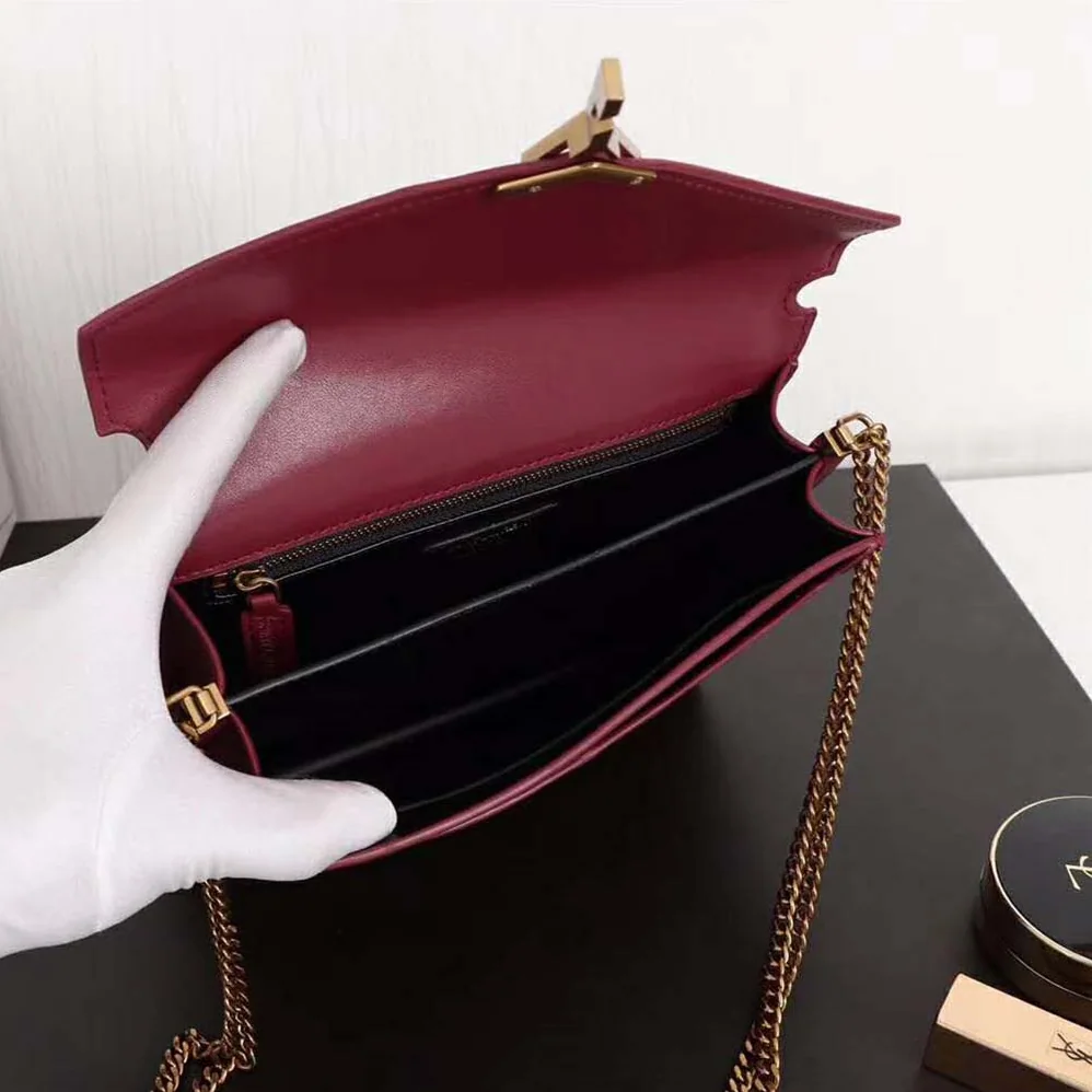 Saint Laurent YSL Cassandra Monogram Clasp Bag Smooth for Women in Maroon Saint Laurent YSL Cassandra Monogram Clasp Bag Smooth for Women in Maroon