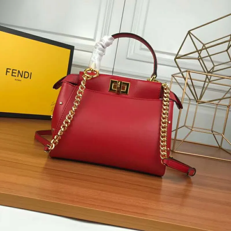 Fendi Peekaboo XS Leather Mini-Bag for Women in Red