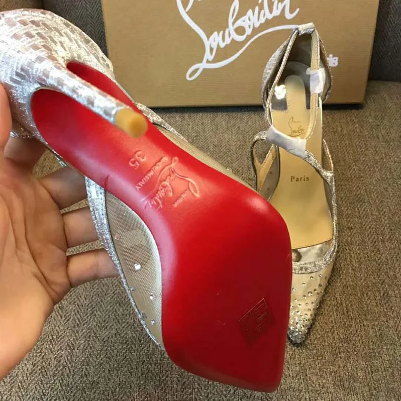 Christian Louboutin Shoes Twistissima Strass 100mm Heel for Women in Silver