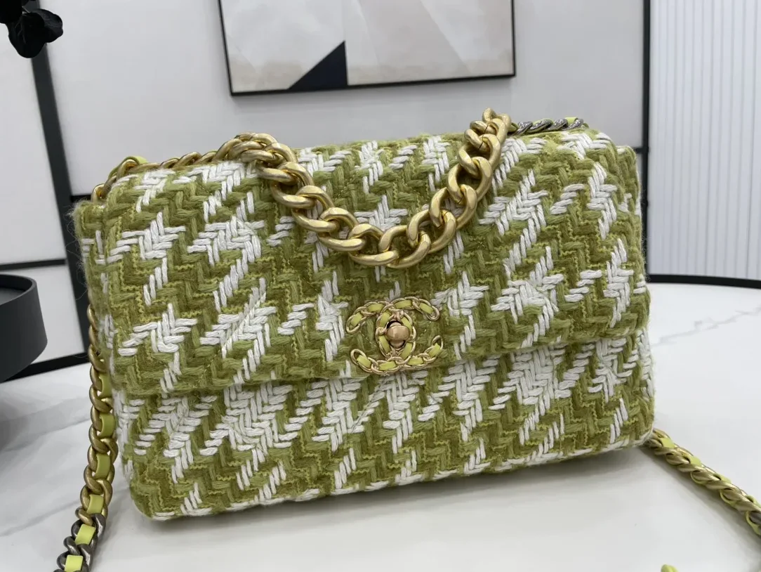Chanel 19 Large Handbag Gold Hardware Green Chanel 19 Large Handbag Gold Hardware Green