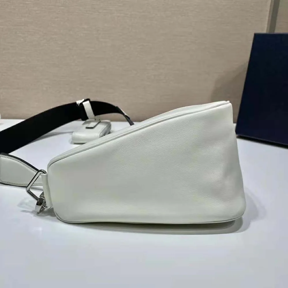 Prada Leather Triangle Shoulder Bag for Women in White