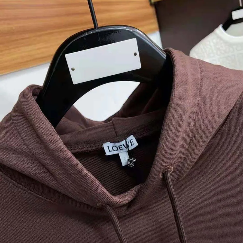 Loewe Anagram Leather Patch Hoodie in Cotton for Men
