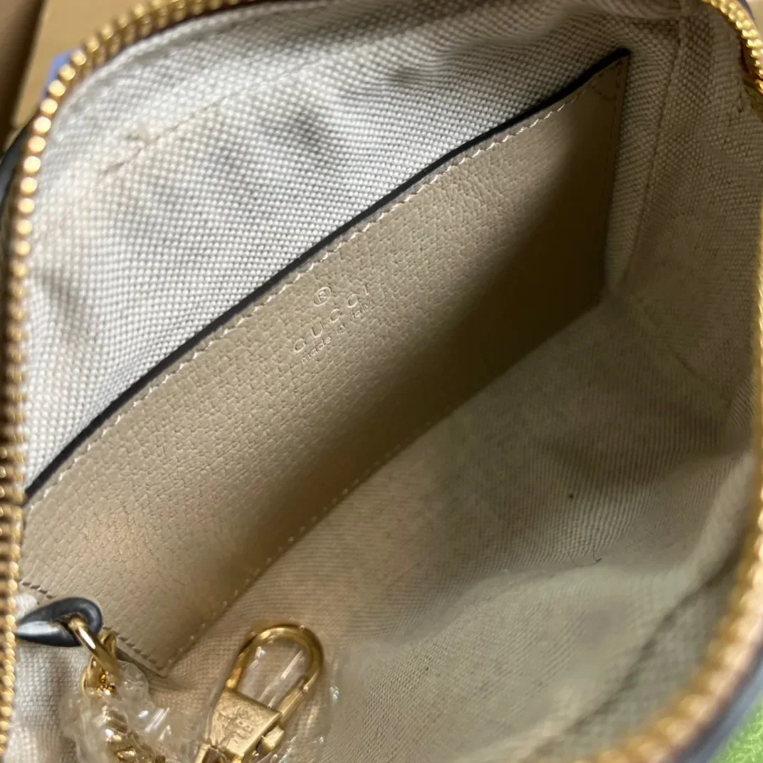 Gucci Ophidia Mini GG Bag / Beige And Ebony GG Supreme Canvas, With White Gucci Ophidia Mini GG Bag / Beige And Ebony GG Supreme Canvas, With White