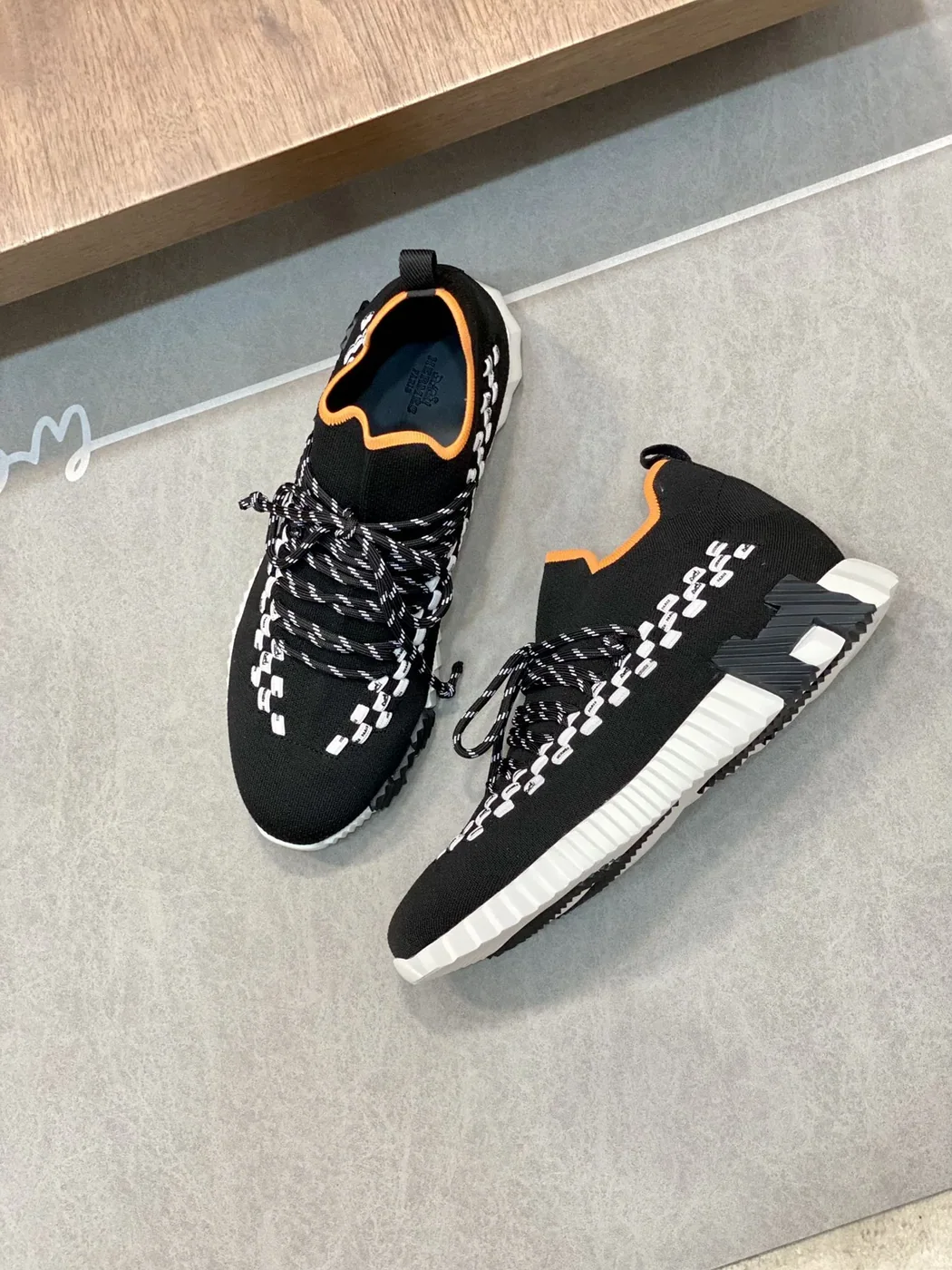 Hermes Sneakers Flex Black And Orange Hermes Sneakers Flex Black And Orange