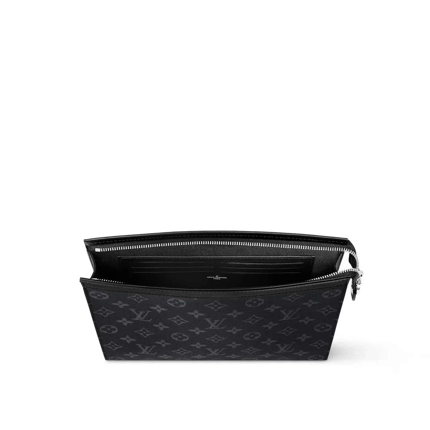Louis Vuitton Pochette Voyage MM Pouch / Black/ Grey Monogram Eclipse Silver Hardware Louis Vuitton Pochette Voyage MM Pouch / Black/ Grey Monogram Eclipse Silver Hardware