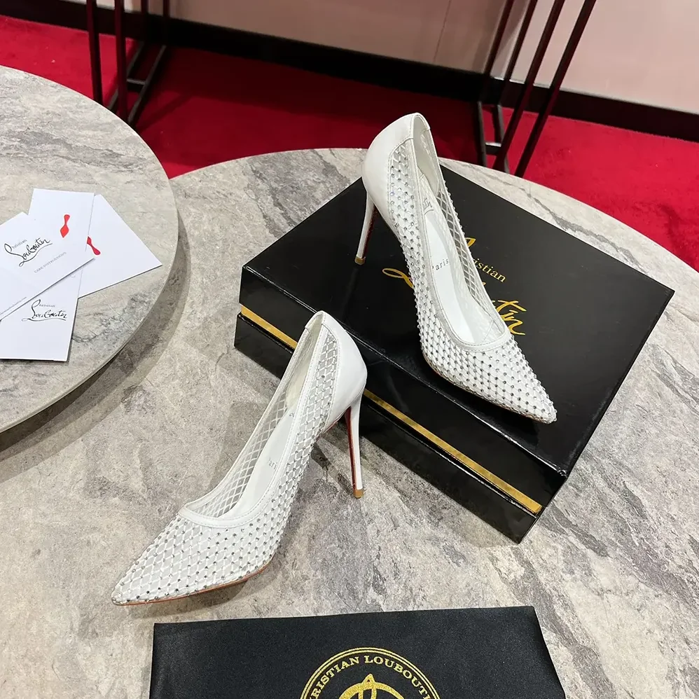 Christian Louboutin Apostropha Mesh Strass 80mm Pumps for Women in White